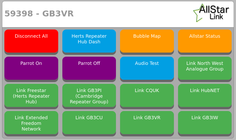 Screenshot of GB3VR control panel